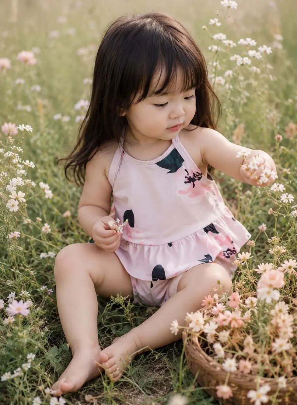 New 2pc Mauve Floral Print Soft Peplum Halter Set 2T
